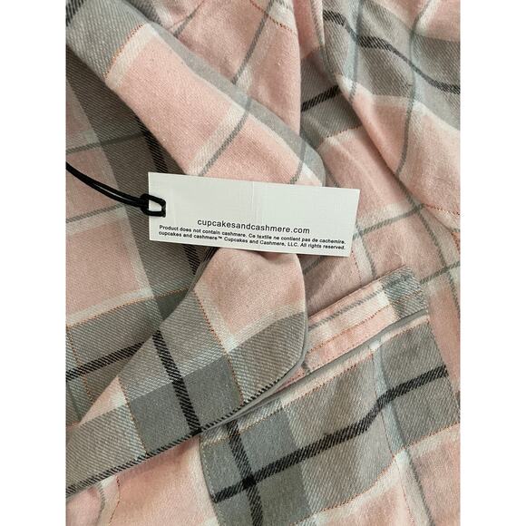 Womens Cupcakes and Cashmere Pink Gray Plaid PJ Lounge Set Large NWT - Picture 5 of 12